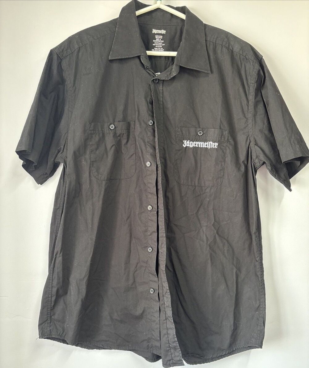 Men's Jagermeister XL Black Embroidered Casual Shirt